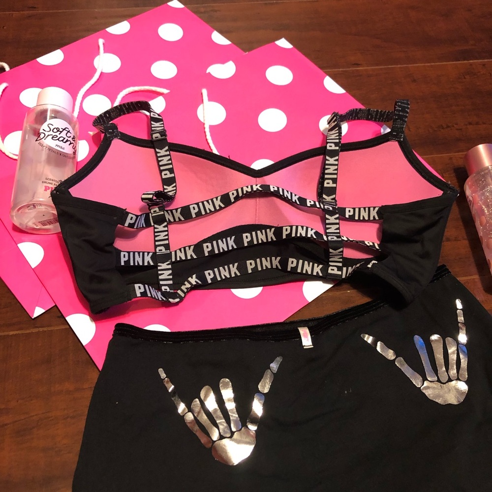 ❌ SOLD ❌ Pink Victoria Secret black caged bra